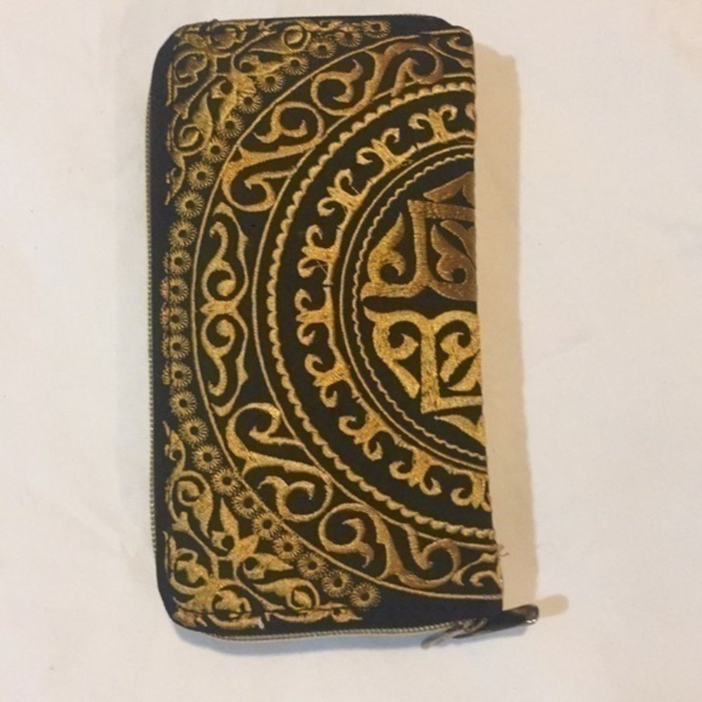Black/ Gold Embroidery Wallet